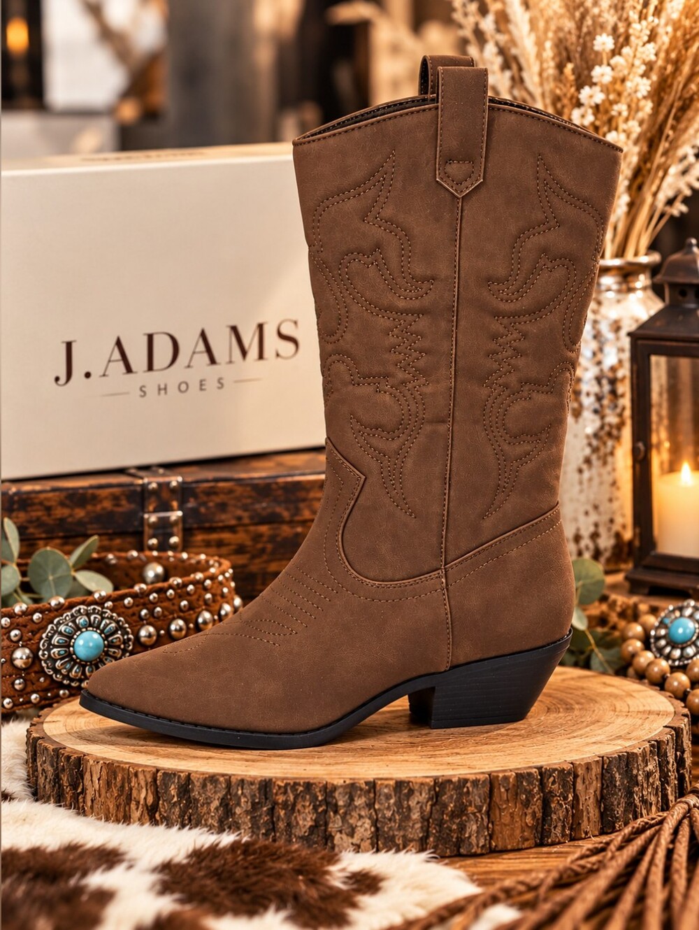 J. Adams “Lasso” Brown Western Boots – Size 9.5 – NIB